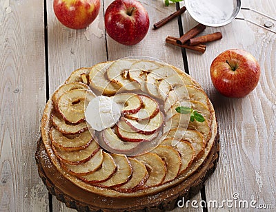 Open apple pie Stock Photo