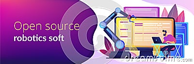 Open automation architecture concept banner header. Vector Illustration