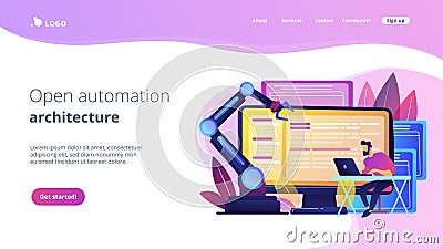 Open automation architecture concept landing page. Vector Illustration
