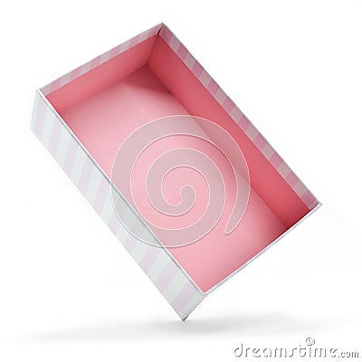 open beautiful pink paper box on white background Stock Photo