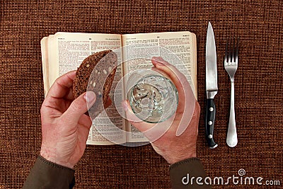 Open bible spiritual food and drink Stock Photo