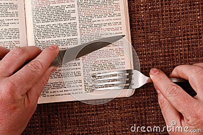 Open bible spiritual food and drink Stock Photo