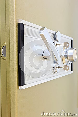 Open big steel bank safe Stock Photo