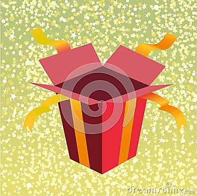 Open birthday giftbox Vector Illustration