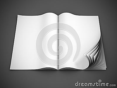 Open blank magazine with curl pages Stock Photo