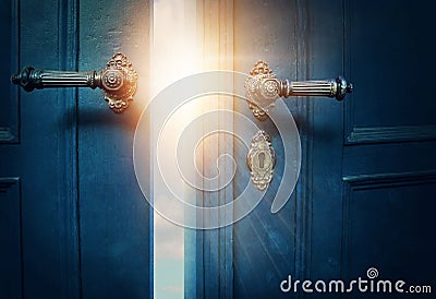 Open blue door Stock Photo