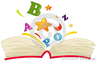 Open book with alphabet Vector Illustration