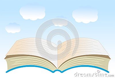 Open book on a background blue sky Vector Illustration