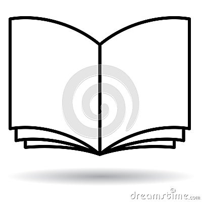 Open book black and white icon Vector Illustration