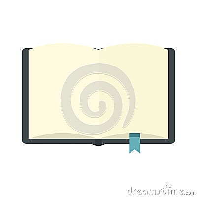 Open book with bookmark icon, flat style Vector Illustration