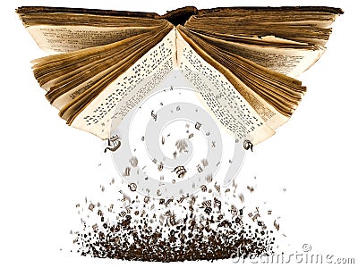 Open book with characters Stock Photo