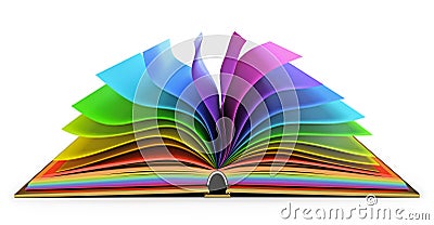 Open book with colorful pages Stock Photo