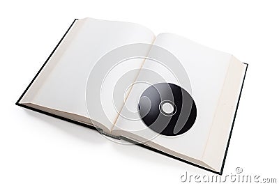 Open book and compact disk Stock Photo