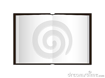 Open book with cover. Blank page of book. Template paper booklet. Mockup of book with shadow isolated on white background. Vector Illustration