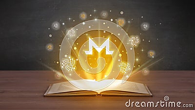 Open book with currency icons above Editorial Stock Photo