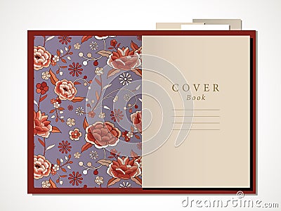 Open book with decorative flower printed flyleafs Stock Photo