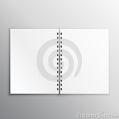 Open book or diary mockup with spiral binding Vector Illustration