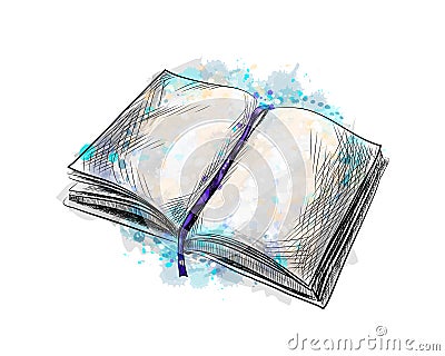 Open book hand drawn sketch Vector Illustration