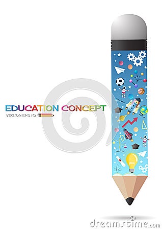 Open book idea and pencils.education concept Vector Illustration