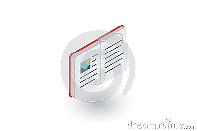 Open book isometric flat icon. 3d vector Vector Illustration