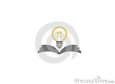 Open book with lamp for logo design Cartoon Illustration