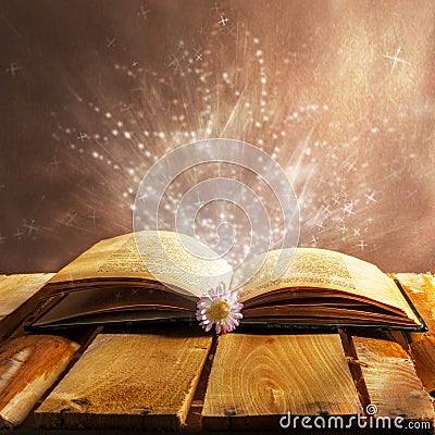 Open book magic Stock Photo