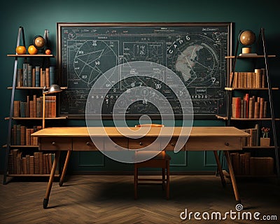 An open book pencils and a chalkboard filled with possibilities, education pictures for website Stock Photo