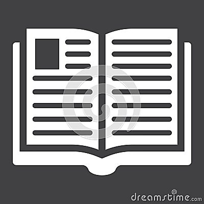 Open book solid icon, Education and school Vector Illustration