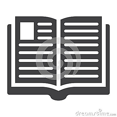 Open book solid icon, Education and school Vector Illustration