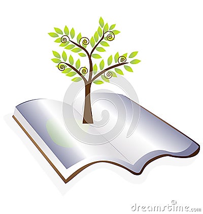 Open book with tree Vector Illustration