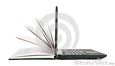 Open book turns into an open laptop Stock Photo