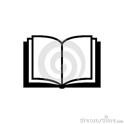 Open book vector simple icon. Black isolated open book icon. Vector Illustration