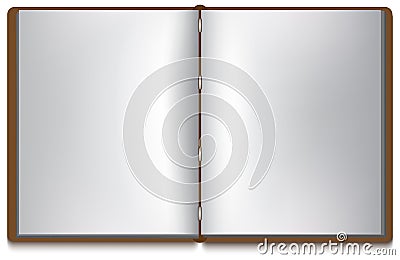 Open book with white pages and brown cover Stock Photo