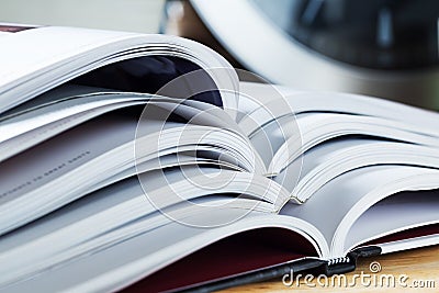 Open books stack close up Stock Photo