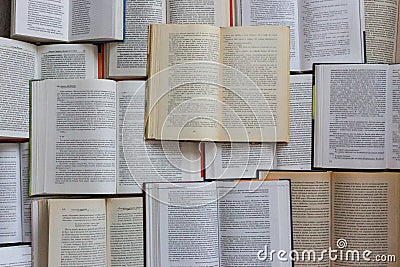 Open books top view. Library and literature concept. Education and knowledge background. Editorial Stock Photo