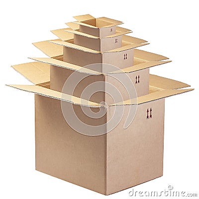 Open Box Boxes Matrioska Chinese Isolated Fragile Stock Photo