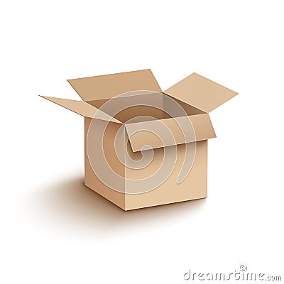 Open box cardboard mockup. Open carton cardboard box container package for delivery shipping Vector Illustration