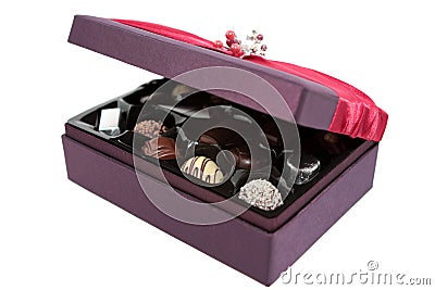 Open Box of Chocolates Stock Photo