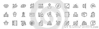 Open box, Engineer and Open door line icons. For web app, printing. Line icons. Vector Vector Illustration