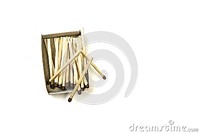 Open box of matches, isolated on a white background Stock Photo