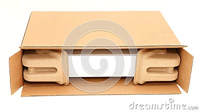 Open box with protective packaging Stock Photo