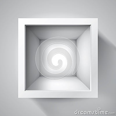 Open box. top view on empty cube, mockup design for your project. Vector volume realistic shape Vector Illustration