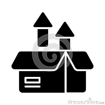 Open box with upward arrow, concept icon of unpacking parcel, unboxing Vector Illustration