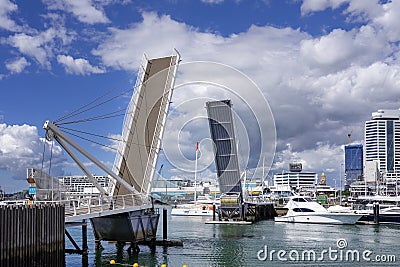 Open bridge in Auckland at viaduct harbour area, New Zeland Editorial Stock Photo