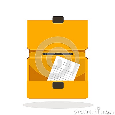 Open briefcase icon with document inside. Isolated vector illustration Vector Illustration