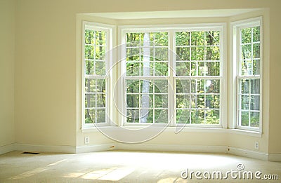 Open and bright room with bay window Stock Photo