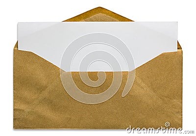 Open brown envelope with blank letter Stock Photo