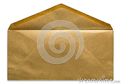 Open brown envelope isolated on white Stock Photo
