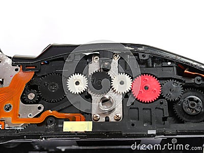 Open camera prepared for repair Stock Photo