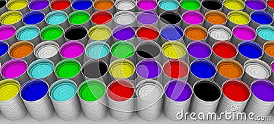 Open cans of paint Stock Photo